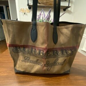 Burberry Coated Canvas Mega Check Medium Doodle Tote bag.